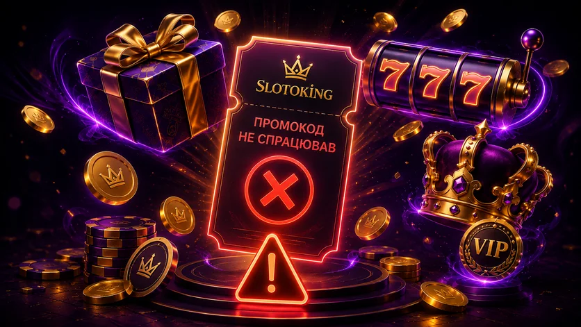 Купон Slotoking с пометкой о том, что промокод не сработал